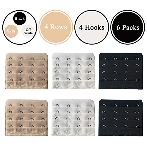 Cotton Women Ladies Bra Extension Strap Extender 4 Rows 4 Hooks