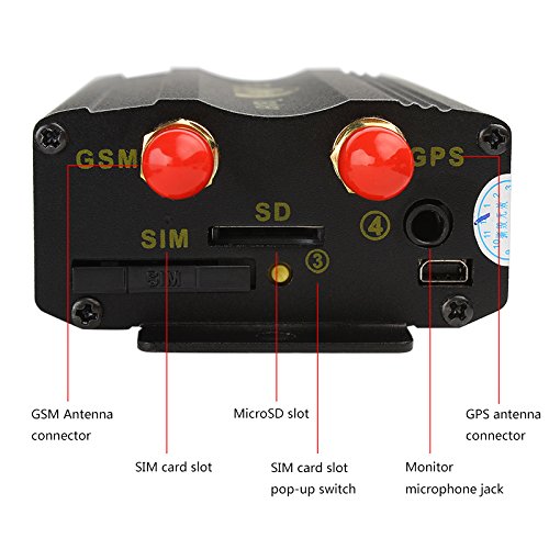 Anysun vehicles gps tracker Quad band Car Tracker SD card slot anti-theft move alarm with Remote Control Pc Version Software Google Maps Link Real Time Tracking App Scanner (TK103B)