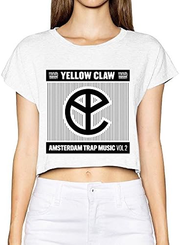 Girl's Yellow Claw Dew Navel Personalized Tee Shirt White US Size S