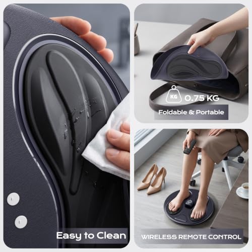 EMS Foot Massager for Pain Relief and Circulation,Foot Circulation Machine for Muscle Relaxation,10 Modes & 20 Intensity Levels, Detachable Easy-Clean Foot Massage Mat for Daily Relaxation at Home
