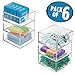 mDesign Plastic Square Desk Organizer Tray for Home Office, Drawers, Desktop, Holder for Pens, Paper Clips, Office Supply Accessory - Lumiere Collection - 6 Pack - Clear