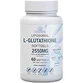 Liposomal Glutathione Supplement High-Potency Antioxidant L-Glutathione Supplement Collagen Resveratrol Hyaluronic Acid Supports Skin Health & Overall Wellness 2550mg Active Ingredients 60 Softgels