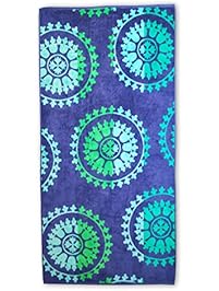Superior Luxurious 100% Cotton Beach Towels, Oversized 34" x 64", Soft Velour Cotton and Absorbent Cotton Terry, Thick and Plush Geometric Beach Towels - Spin Wheels