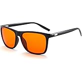 LJCZKA Orange Blue Light Blocking Glasses for Sleep Orange Lens Glasses Anti Glare Computer Gaming Eyeglasses Men Women