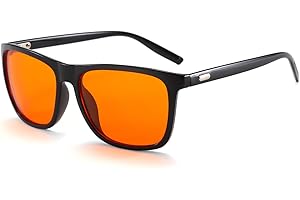 LJCZKA Orange Blue Light Blocking Glasses for Sleep Orange Lens Glasses Anti Glare Computer Gaming Eyeglasses Men Women