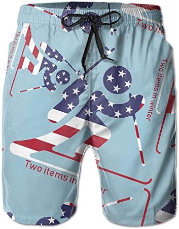 Two Items In Winter American Flag Men Swim Beach Shorts Stretch Surf Running Pants With Pockets
