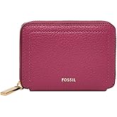 Fossil Women's Logan Leather Zip Card Case Wallet With Keychain for Women