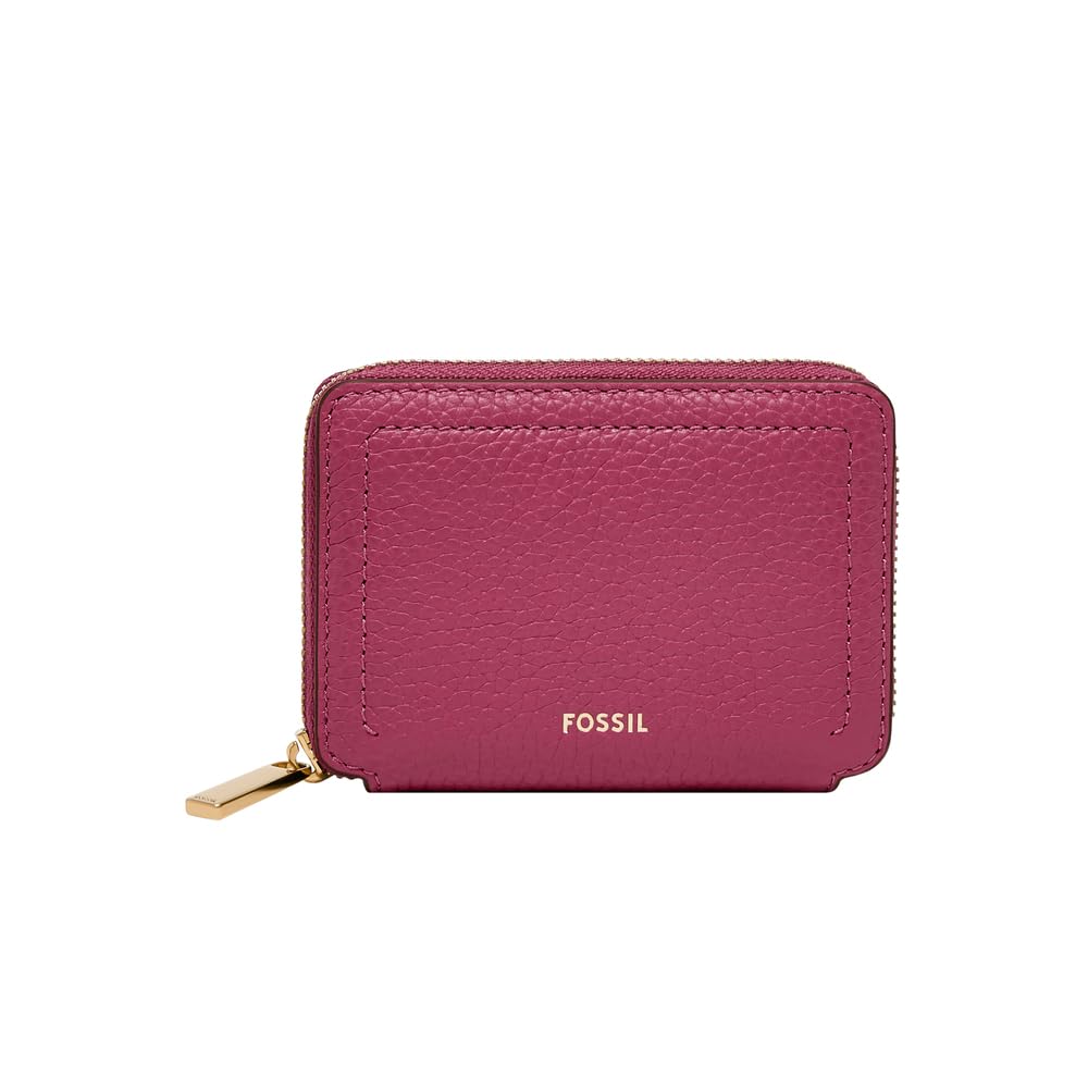 Fossil Women's Logan Leather RFID Blocking Zip Around Card Case Wallet, Infinite Pink Image