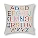 CaliTime Canvas Throw Pillow Cover Shell for Couch Sofa Teacher Home Decoration Colorful 26 English Letters 18 X 18 Inches