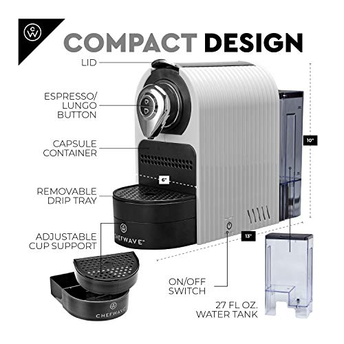 ChefWave Mini Espresso Machine Nespresso Capsules Compatible Programmable 27 Oz