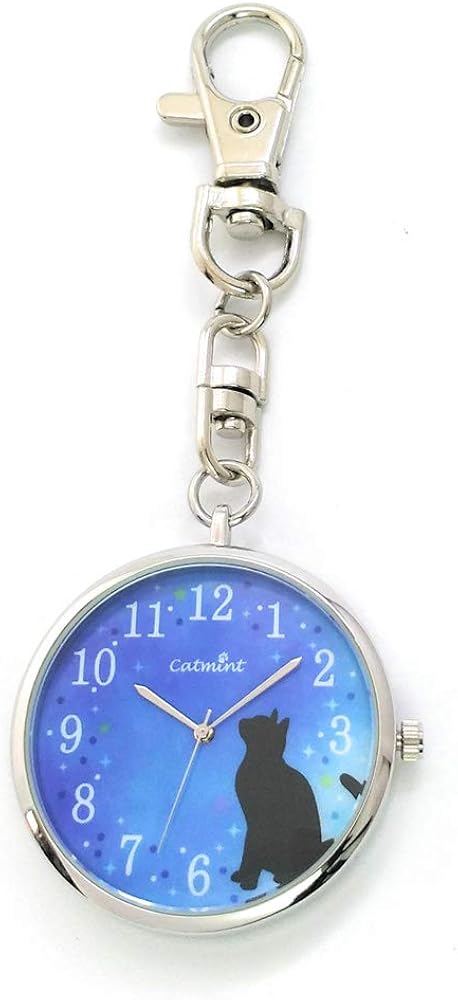 Amazon キュートなネコのキーホルダーウォッチ キーチェーンウォッチ クロネコ 星空 黒猫 星空 N030a C 懐中時計 腕時計 通販