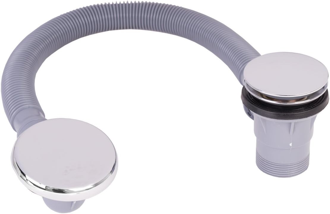 Bath Concealed Overflow PopUp Waste Twist Handle Chrome Plastic Pipe