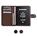 RFID Blocking Leather Travel Passport Holder With Snap, Bifold Wallet For Men And Women, Brown