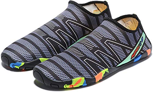 Mens Womens Water Shoes Quick Dry Barefoot for Yoga Swim Diving Surf Aqua Sports Pool Beach (Dark Grey 39)