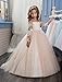 Abaowedding Lace Embroidery Sheer Long Sleeves Kids Trailing Gowns Size 4,Pink