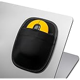 Afterplug Stick-On Mouse Holder for Laptop, 3M Adhesive Elastic Pouch | Fits Logitech Anywhere, Pebble, Pop &amp; Magic Mouse 1/2; Edge-Stitched Sleeve for Quick Access; Not for Ergonomic/Gaming Mouse