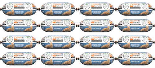 CountryPet Naturals Pasteurized Frozen Cat Food, 1.5 lbs, Turkey Duck and Chicken Recipe, 16 Rolls (24 lbs Total), Made in New Zealand