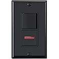 ELEGRP Single Pole Illuminated Light Switch, Lighted Decorator Switch and Pilot Light, 15A, 120V, in-Wall On/Off Switch, Self-Grounding, Wall Plate is Included, UL Listed (1 Pack, Glossy Black)