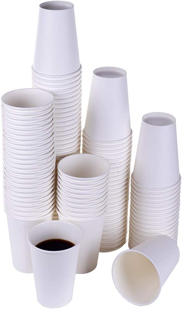 TashiBox White Hot Drink 120 Count - 12 Oz Disposable Paper Coffee Cups: Kitchen & Dining