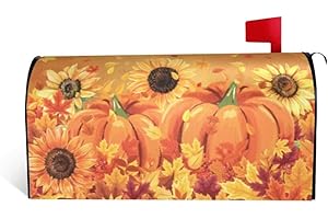 ADIKJXQH Fall Mailbox Covers Magnetic 18 X 21 Inch Autumn Pumpkin Sunflower Mailbox Cover Waterproof Post Wraps Fall Thanksgiving Mailbox Post for Home Decor Seasonal Mailbox Covers