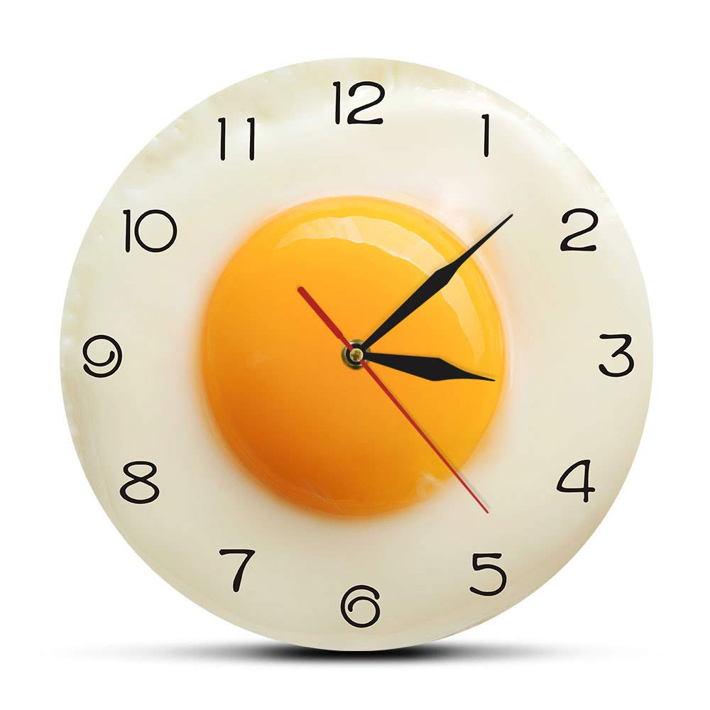 Giilayky Fried Egg Poached Egg Wall Clock Egg Yolk Clock Digital Pointer Clock Canteen Restaurant Acrylic Wall Clock