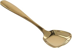 Dining Essential Square Head Stainless Steel Spoons Perfectly Suited for Enjoying Rice and Soup Meals (gold)