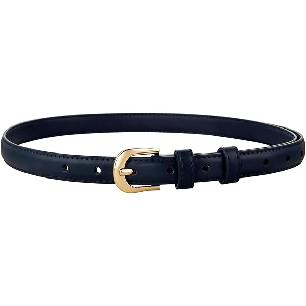 Genuine Leather Belt for Jeans Pants Vintage Thin Gold Buckle Skinny Waist JASGOOD Womens Thin Leather Belt Skinny Faux Leather Belt  main image 2