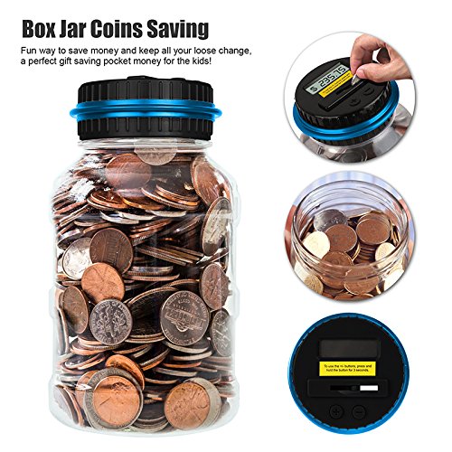 Coin Bank Digital Piggy Bank, Konesky Digital Counting Coin Bank Saving Jar for U.S. Coins with LCD Display