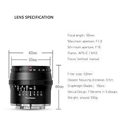TTArtisan 50mm F1.2 APS-C Manual Focus Lens for