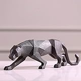 Resin Abstract Black Panther Sculpture Figurine Handicraft Home Desk Decor Geometric Resin Wildlife Leopard Statue Craft