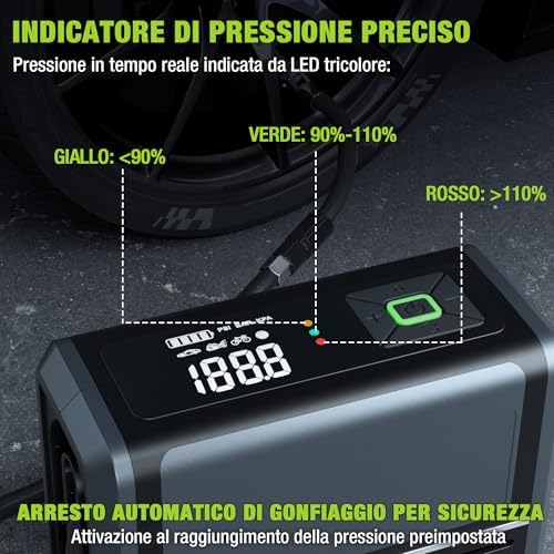 Compressore Aria Portatile 3-in-1