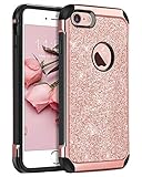 iPhone 8 Case,iPhone 7 Case,BENTOBEN Sparkly Glitter Luxury 2 in 1 Slim Hybrid Hard PC Girls Women Cover with Shiny Leather Shockproof Protective Case for Apple iPhone 8/7(4.7 inch),Rose Gold&Pink