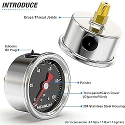 MEANLIN MEASURE 0~100Psi Stainless Steel 1/8" NPT