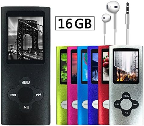 VOLGER DIGITAL 16 GB Portable Ultra-thin MP3 MP4 Player LCD Display Music Player Video Player Media Player Voice Recording Player for Laptop Computer for Home Party Camping Traveling Running (Black)
