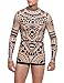 Coofandy Men’s Tattoo multi-coloured tribal inspired print long sleeve shirt Blue Medium