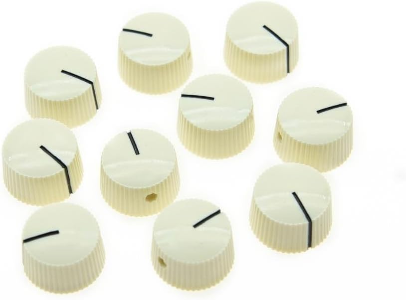 KAISH Pack of 10 Aged White Vintage Barrel Guitar Amplifier Knob Round Knobs with Set Screw