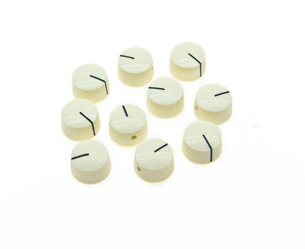 KAISH Pack of 10 Aged White Vintage Barrel Guitar Amplifier Knob Round Knobs with Set Screw