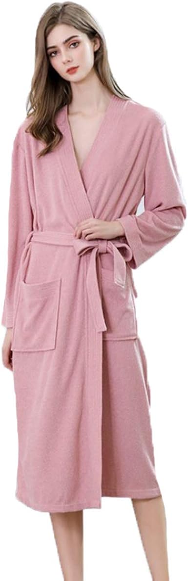 Amazon Com R Prince Terry Cloth Robes For Women Short Cotton Kimono Bathrobe Soft Sleepwear House Coat With Pockets Pink L Clothing