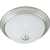 Maxim Lighting 5842MRSN Essentials-3 Light Flush Mount in Utility Style, Finish Color: Satin Nickel, Glass Color: Marble