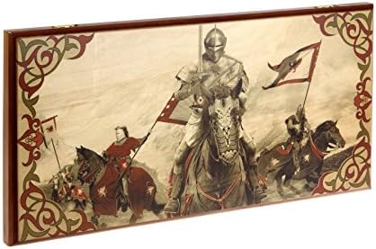 24" Wood Backgammon and Checkers Game Set "Knight on a Horse"