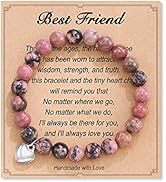 HGDEER Natural Stone Friendship Bracelet, Meaningful Gifts for Women Girls with Gift Message Card