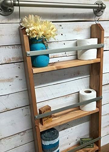 Amazon.com: Wood Ladder Shelf- Wooden Wall Shelf, rustic ...
