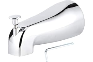 Wall Mounted Bathtub Faucet, 13.7 cm Tub Spout, Pull Up Diverter, Stainless Zinc Alloy, Chrome Finish