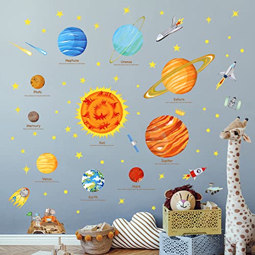 DECOWALL SG21501 The Solar System Kids Wall Stickers Wall Decals Peel