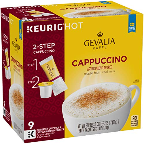 Gevalia Cappuccino Espresso KCup Coffee Pods & Froth Packets (36 Pods