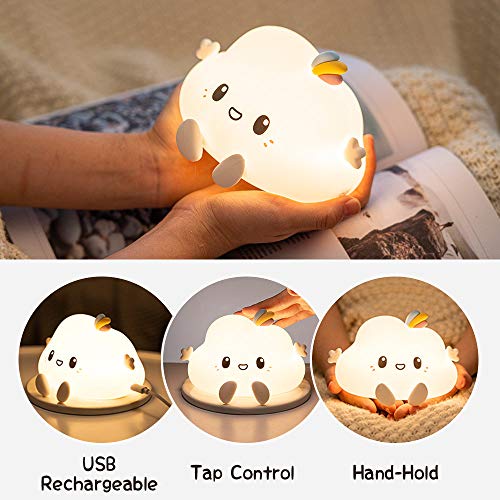One Fire Cute Night Light for Kids,Baby Children Nightlight,Nursery Cloud Color Changing Bright Toddler Portable Lamp Remote,Squishy Soft Led Silicone Glow Battery Operated Night-Light for Bedroom