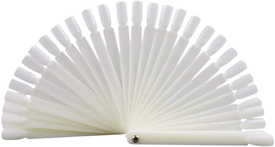 100 Pcs White Fan-shaped False Fake Nail Art Tips Sticks Polish Gel Salon Display Chart Practice Tool