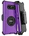 Dailylux Shockproof Case for Samsung Galaxy Note 8, Rugged Heavy Duty Hybrid Holster Rotating Swivel Protective Bumper Kickstand Cover with Belt Clip, Purple + Black