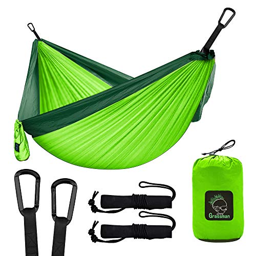 Camping Hängematte Doppel & Einzel tragbare Hängematte mit Baumgurten, leichte Nylon Fallschirm Hängematten Camping…