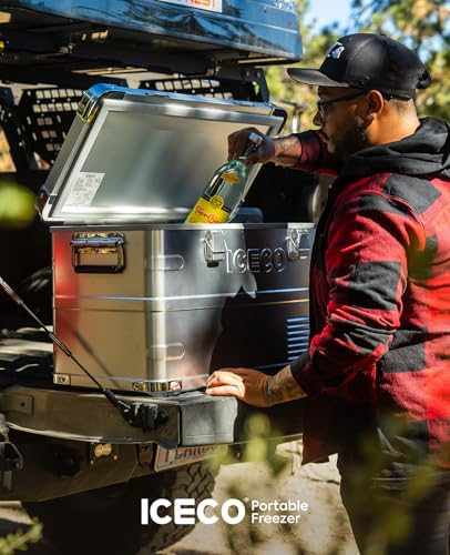 ICECO APL35 12 Volt Car Refrigerator, 37 Quart (30 Liter) Light Duty Aluminum 12v Portable Fridge Freezer, SECOP Nano Compressor, -4℉~68℉, 12/24V DC, 100-240V AC for Outdoor, Camping, RV, Truck, Boat